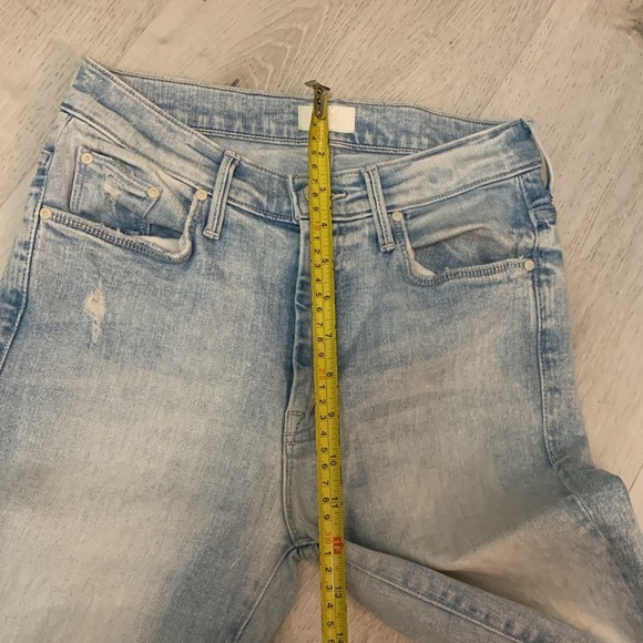 Mother The Weekender Fray Flare Jeans in action shot 26 distressed raw hem - Picture 15 of 16